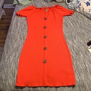 Coral, off the shoulder, love J, dress